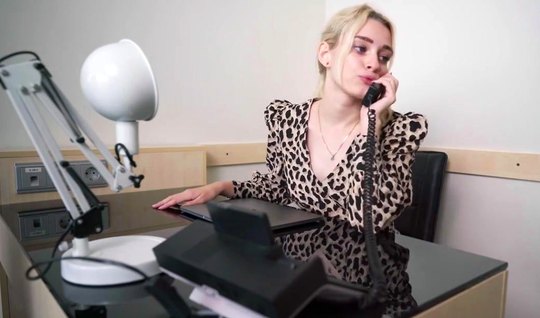 Russian couple in the office filming their sex in the pose of cancer and fuck to the limit